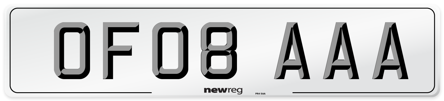 OF08 AAA Number Plate from New Reg